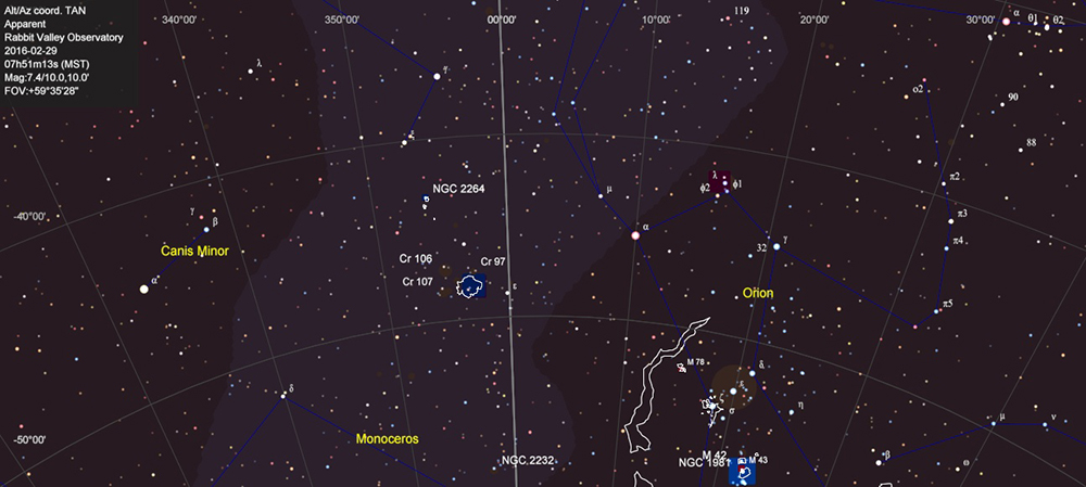 Rosette and Cone star map